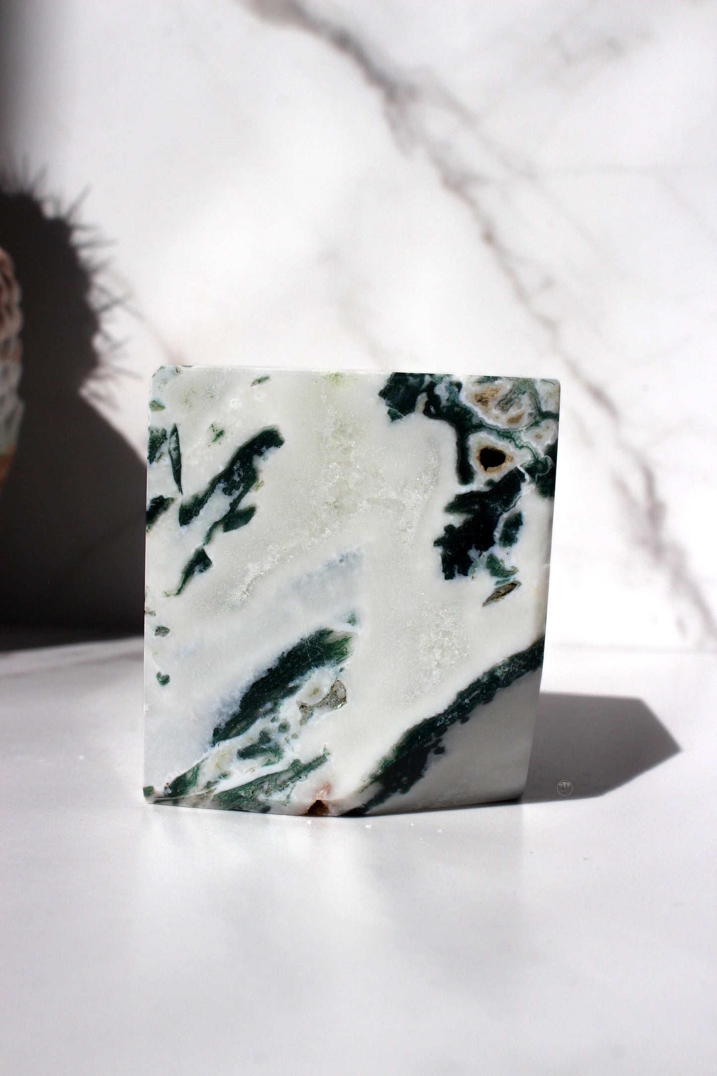 Moss Agate Floating Cube | Tilting Crystal Cube | Moss Agate Corner Cut Crystal Cube | #2 Tons of Soul