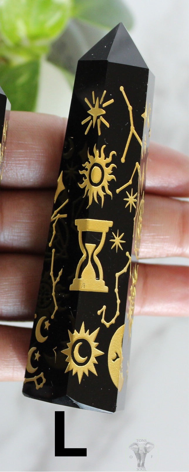 “Ethereal” Etched Black Obsidian Point | Crystal Tower | Tons of Soul