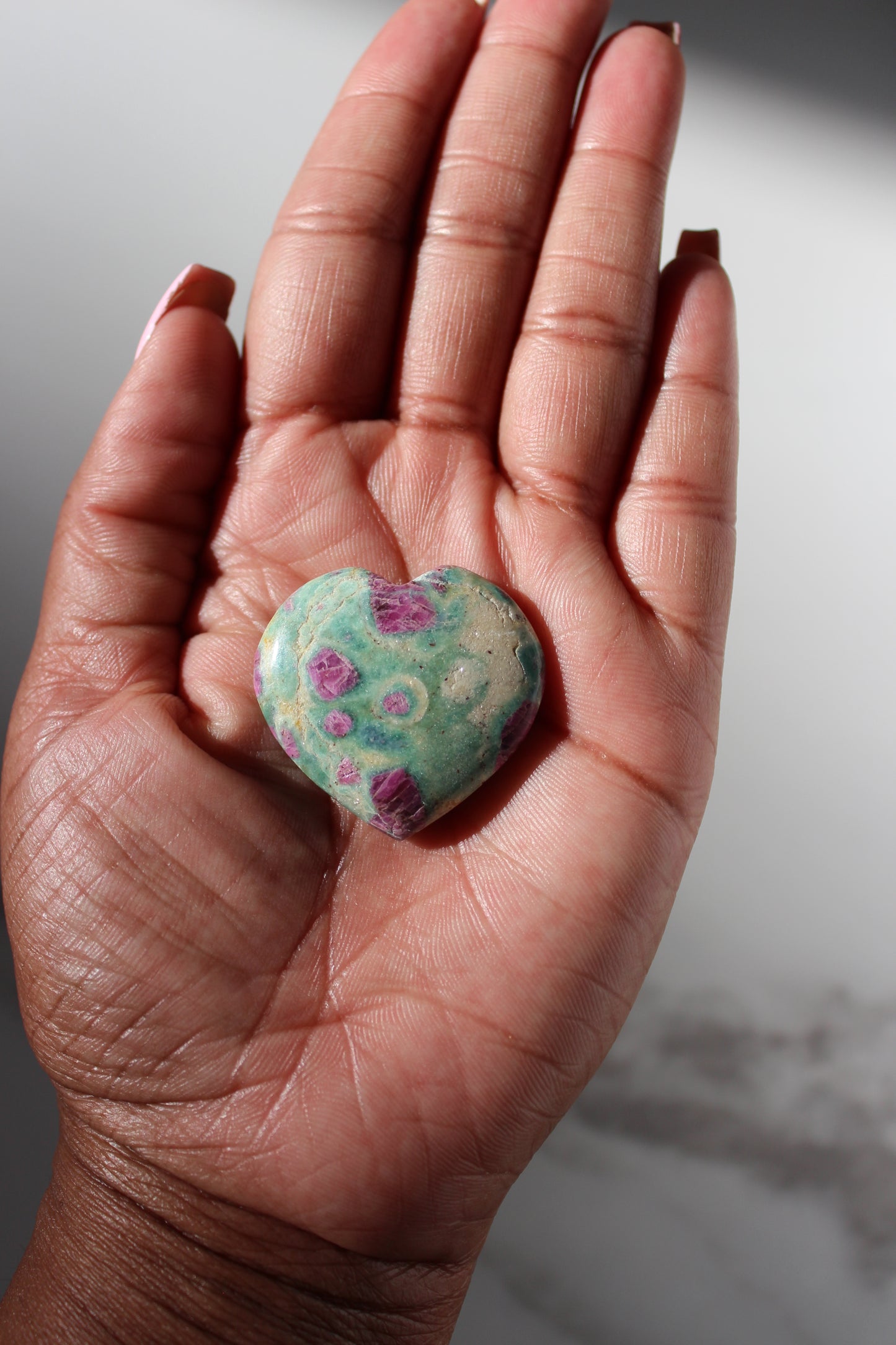 Ruby Fuchsite Heart Palmstone