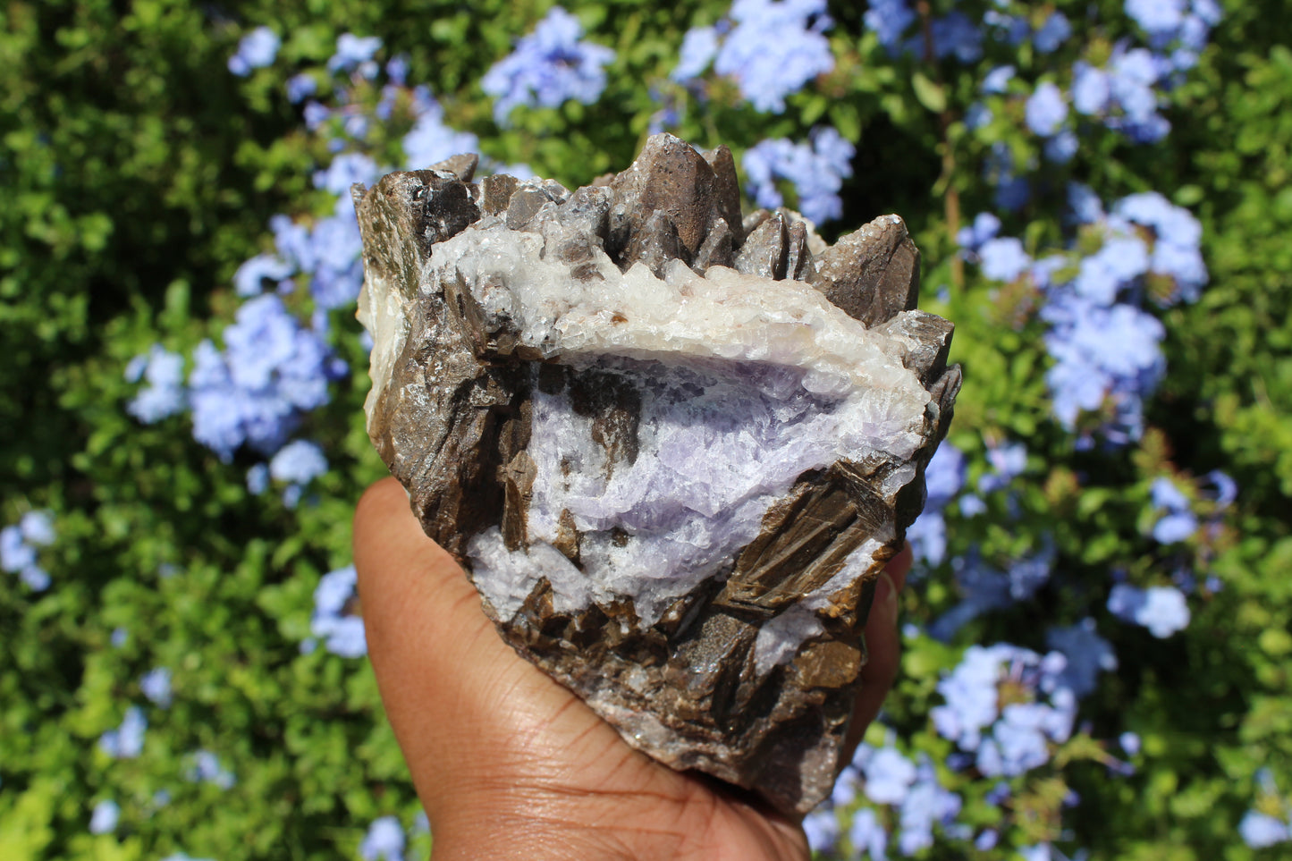Dogtooth Calcite with Purple Fluorite Specimen