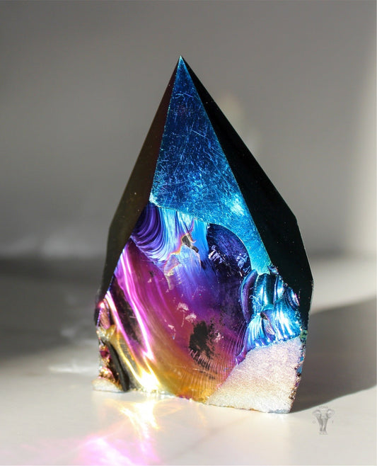 Aura Obsidian Polished Top, Raw Sides Point