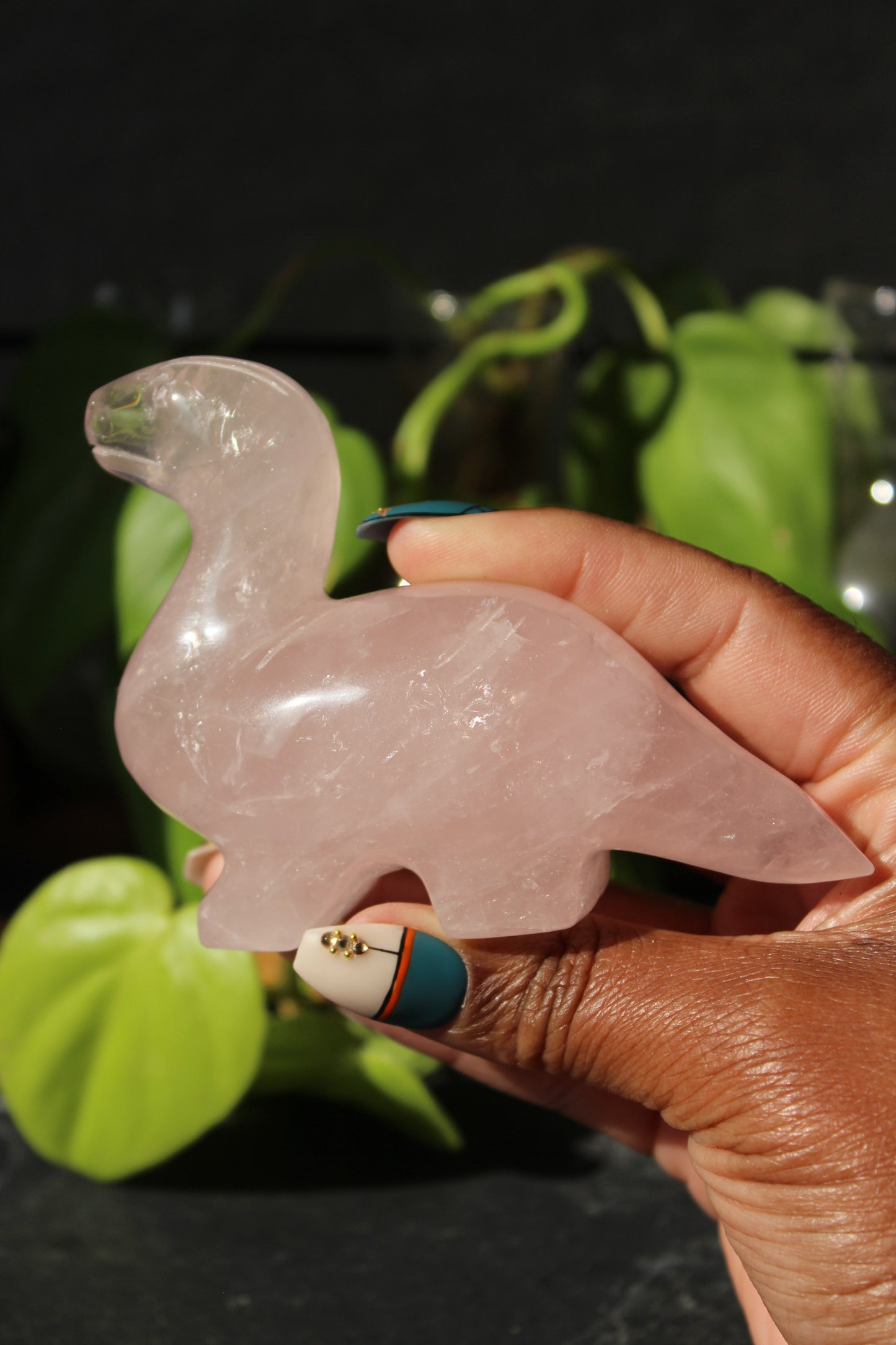 Rose Quartz Dinosaur Brontosaurus | Rose Quartz Animal | Tons of Soul