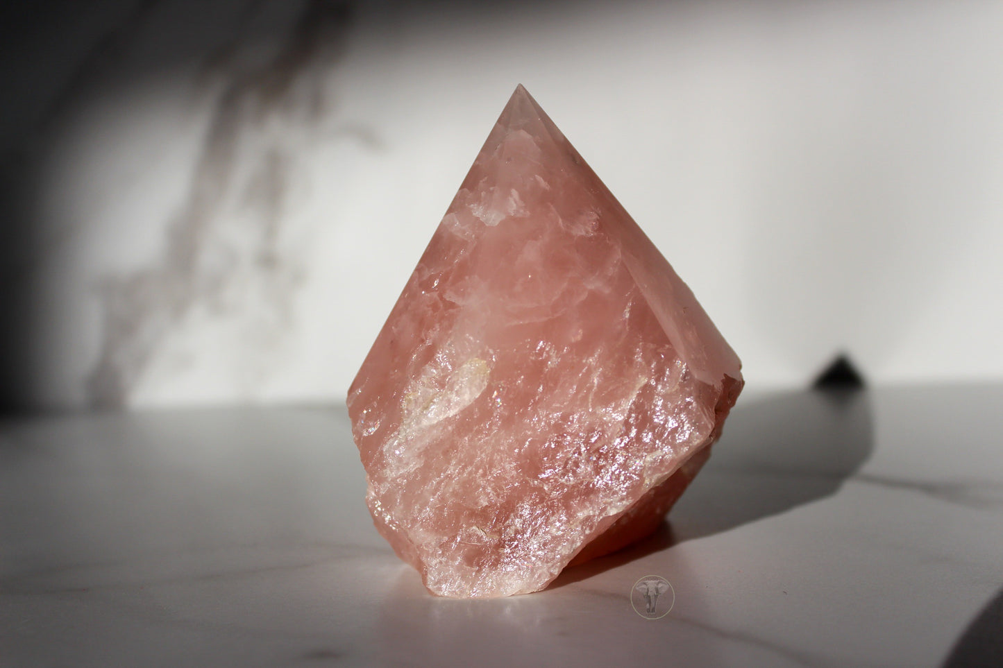 Rose Quartz Polished Top, Raw Sides Point (#1)