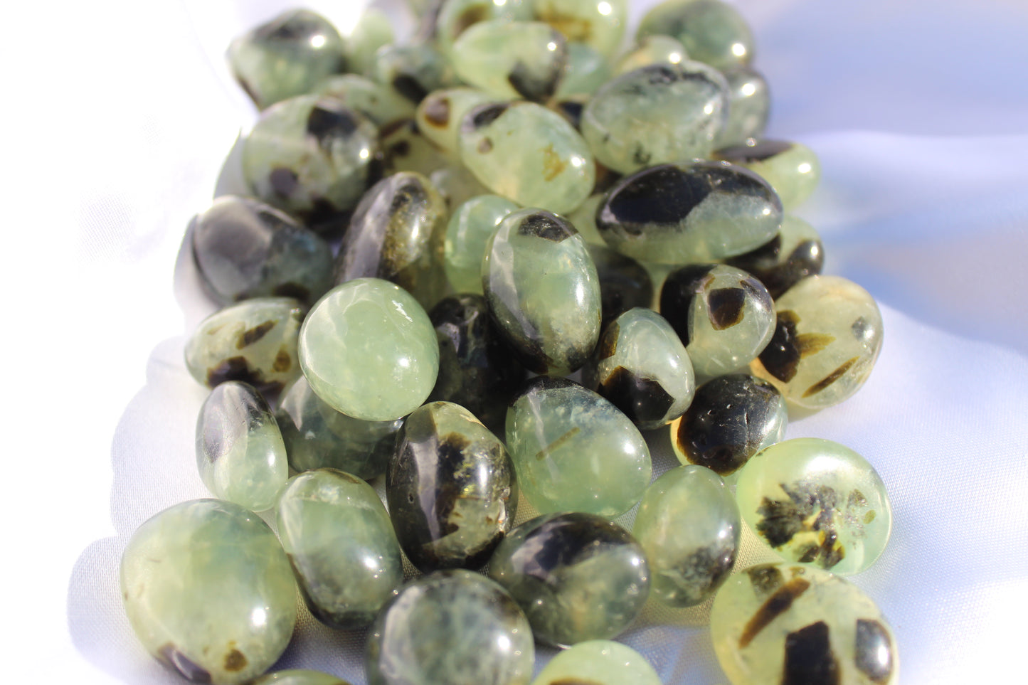 Prehnite and Epidote Tumbled Pocket Stone