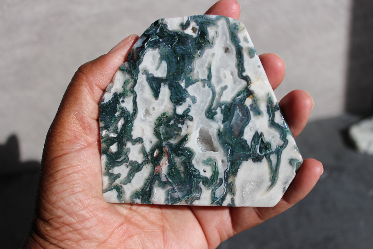 Self Standing Moss Agate Slab | Crystal Slab | Tons of Soul Crystals