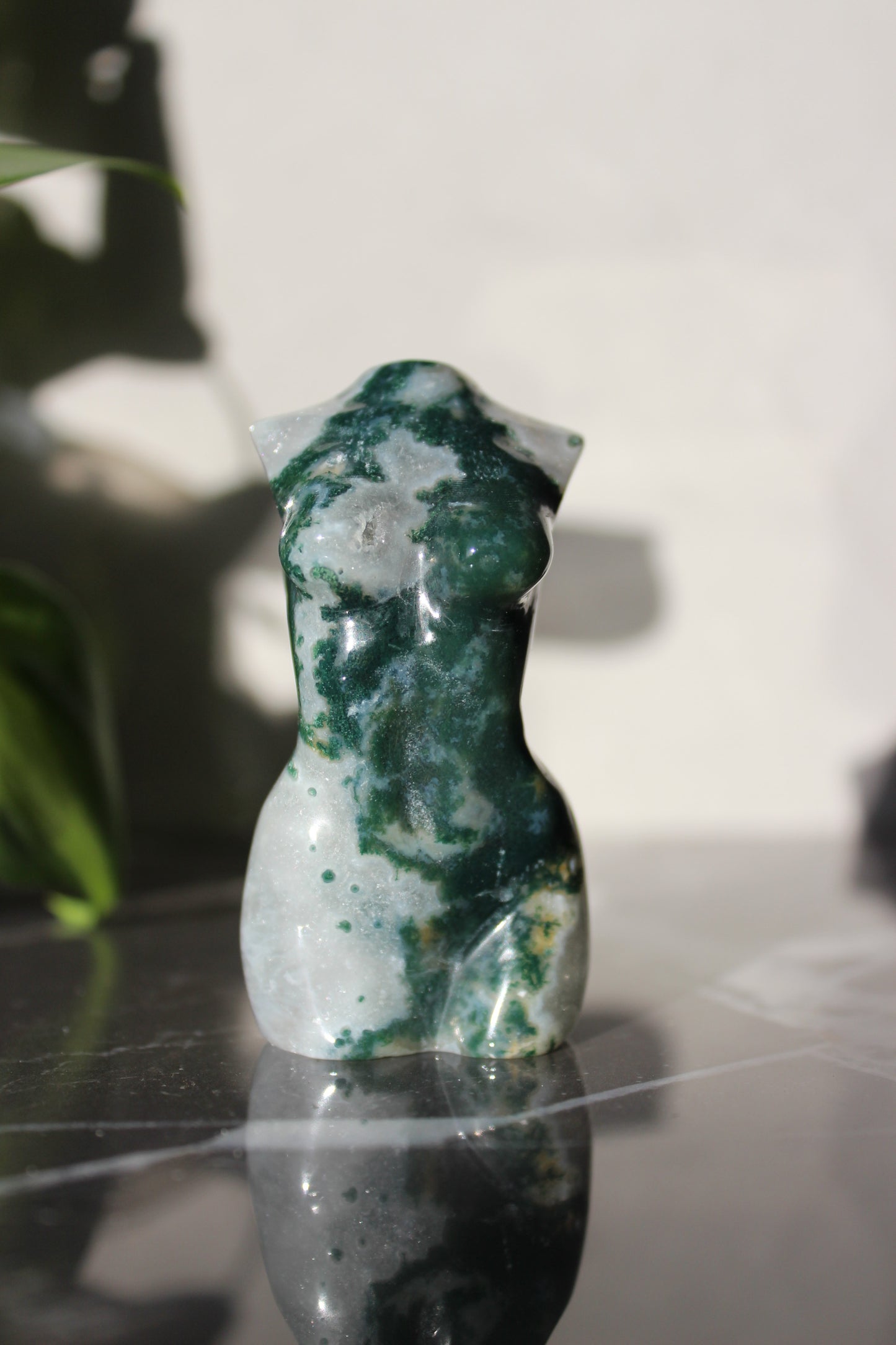 Moss Agate Goddess Model | Crystal Body Carving | Crystal Female Torso | Tons of Soul