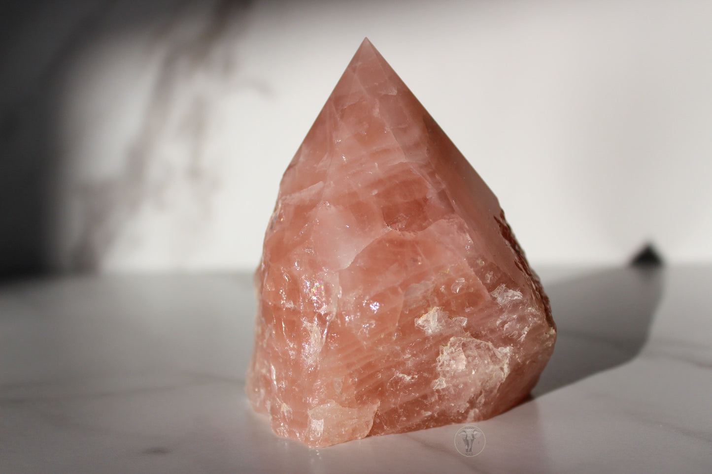 Rose Quartz Polished Top, Raw Sides Point (#2)