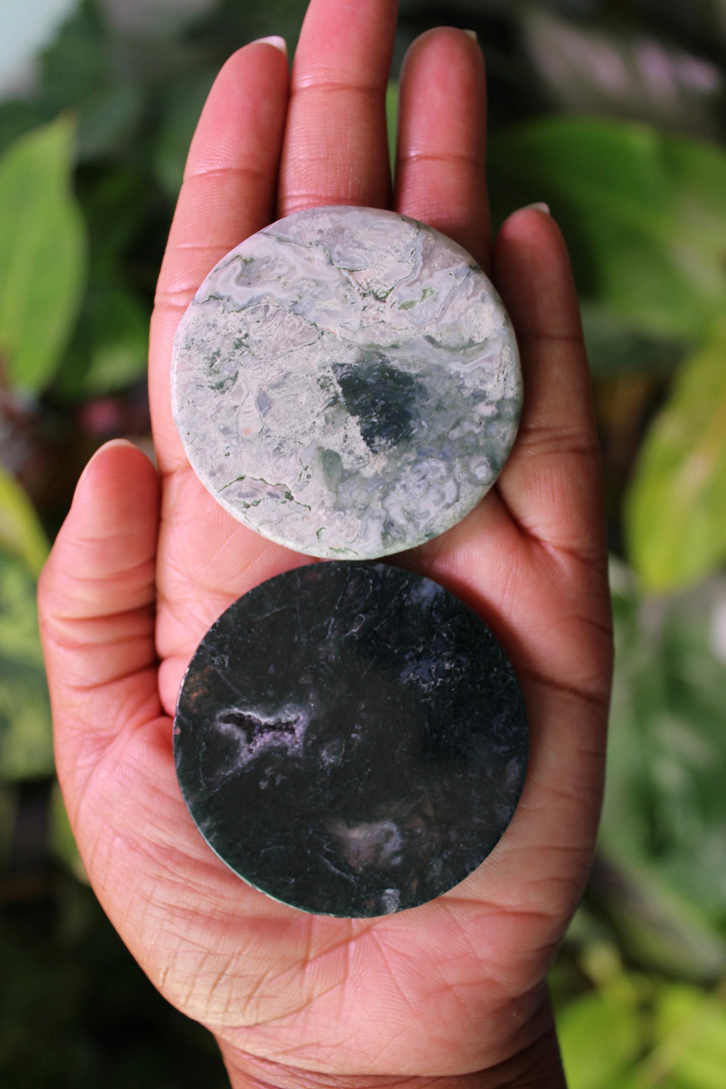 Moss Agate Disc | Flat Round Crystal | Moss Agate Coin | Tons of Soul