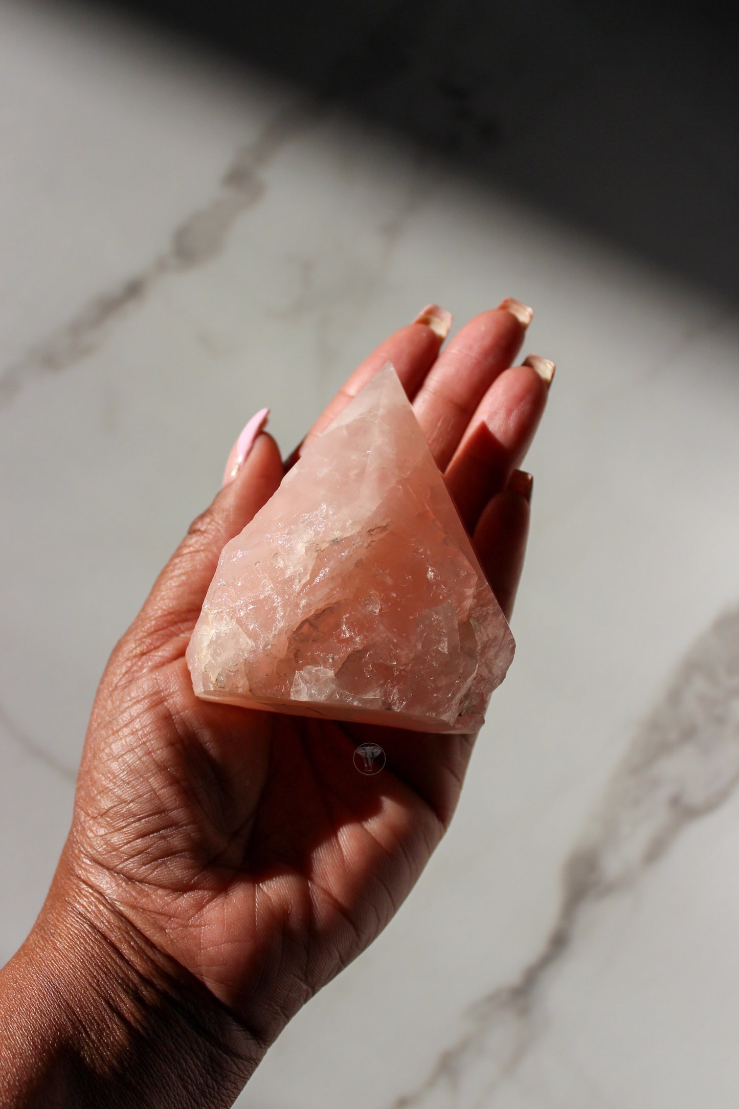Rose Quartz Polished Top, Raw Sides Point (#1)
