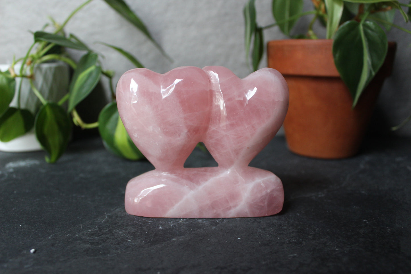 Self Standing Double Heart Rose Quartz | Rose Quartz Hearts | Crystal Heart | Tons of Soul