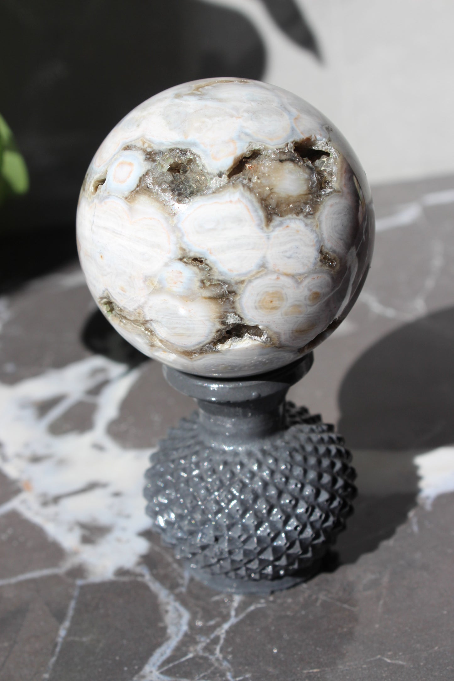 Beautiful High Grade Druzy Ocean Jasper Sphere | Crystal Ball | Tons of Soul Crystals