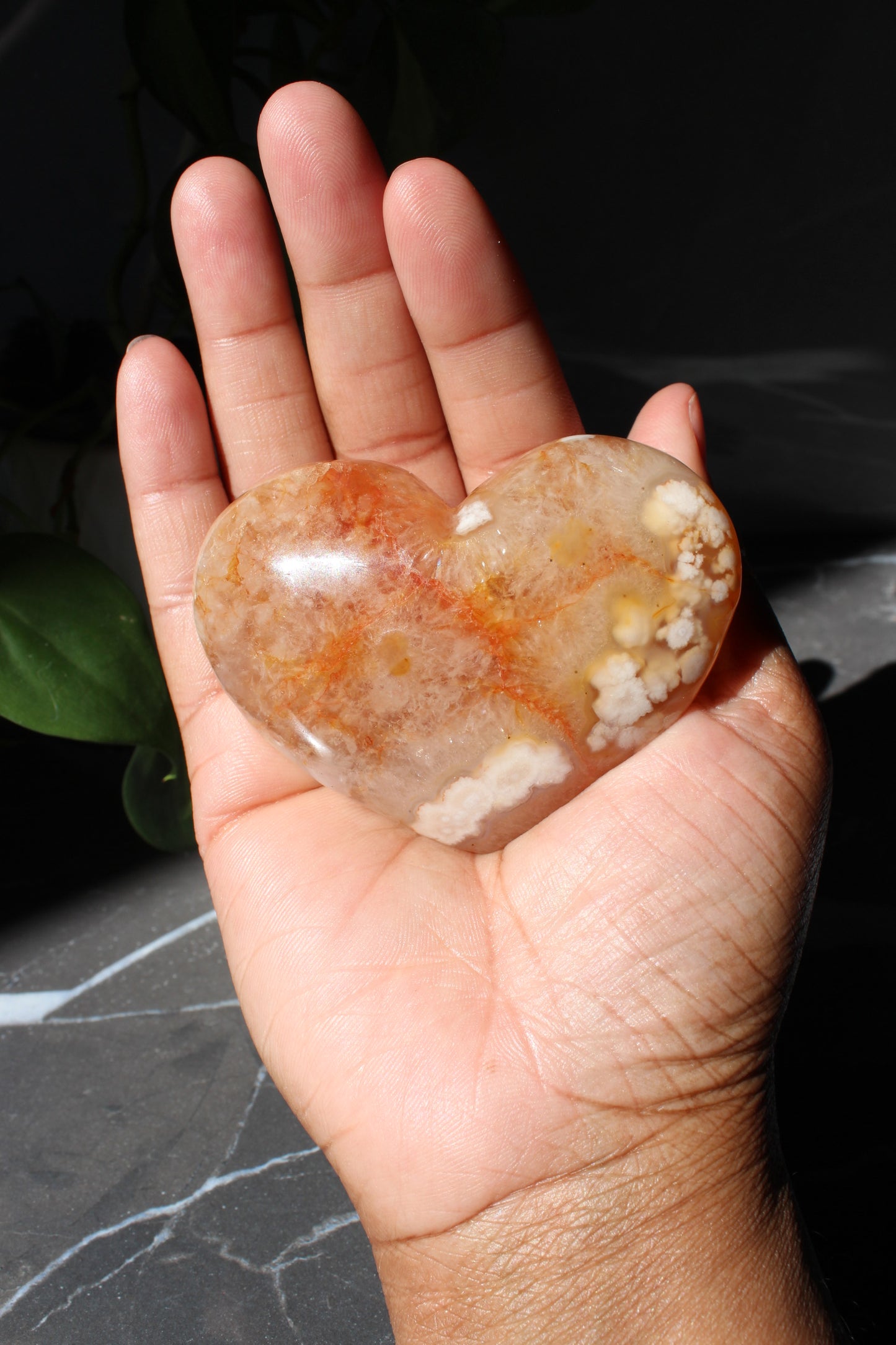 Flower Agate Heart | Crystal Heart | Tons of Soul