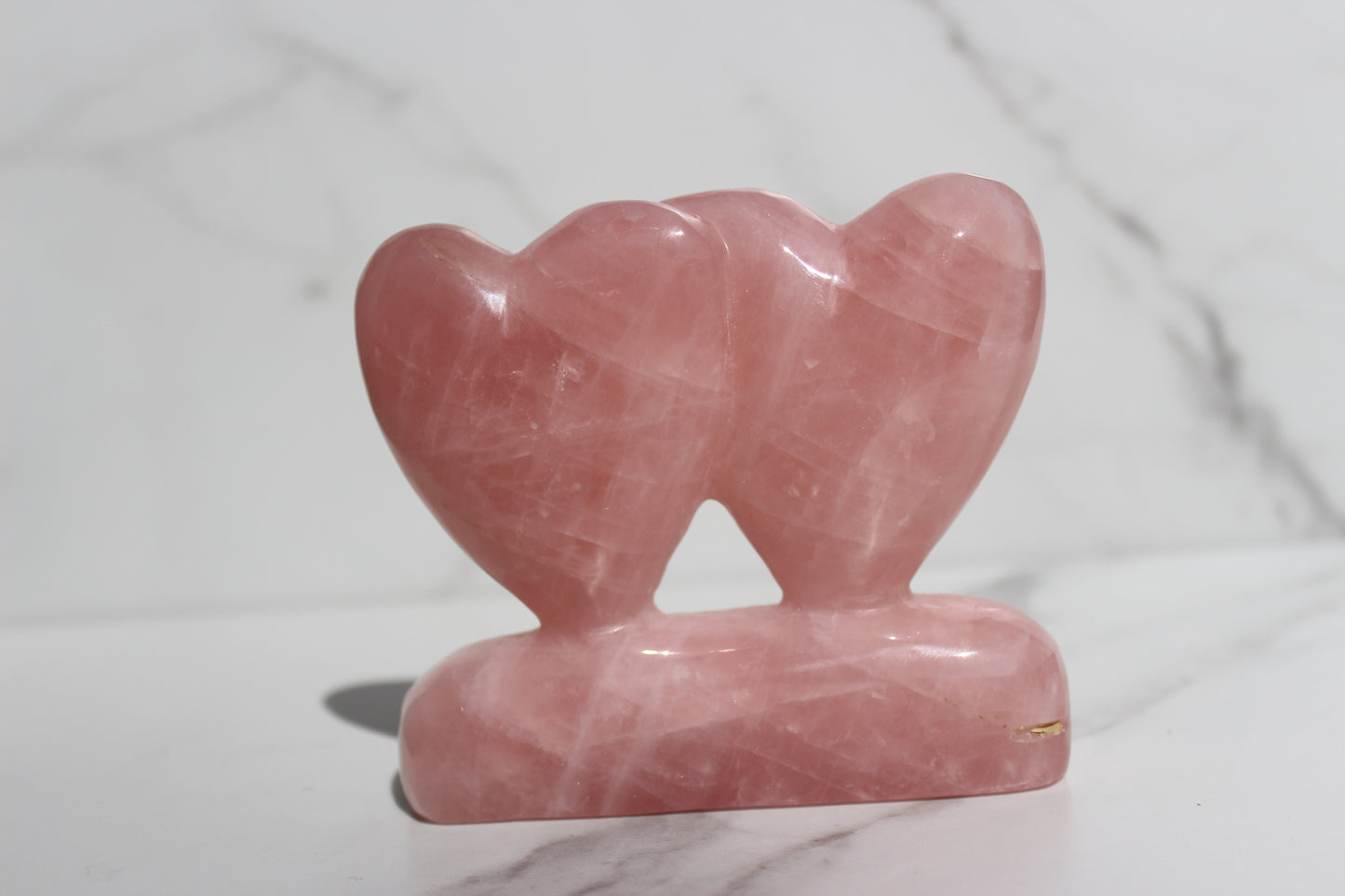 Self Standing Double Heart Rose Quartz | Rose Quartz
