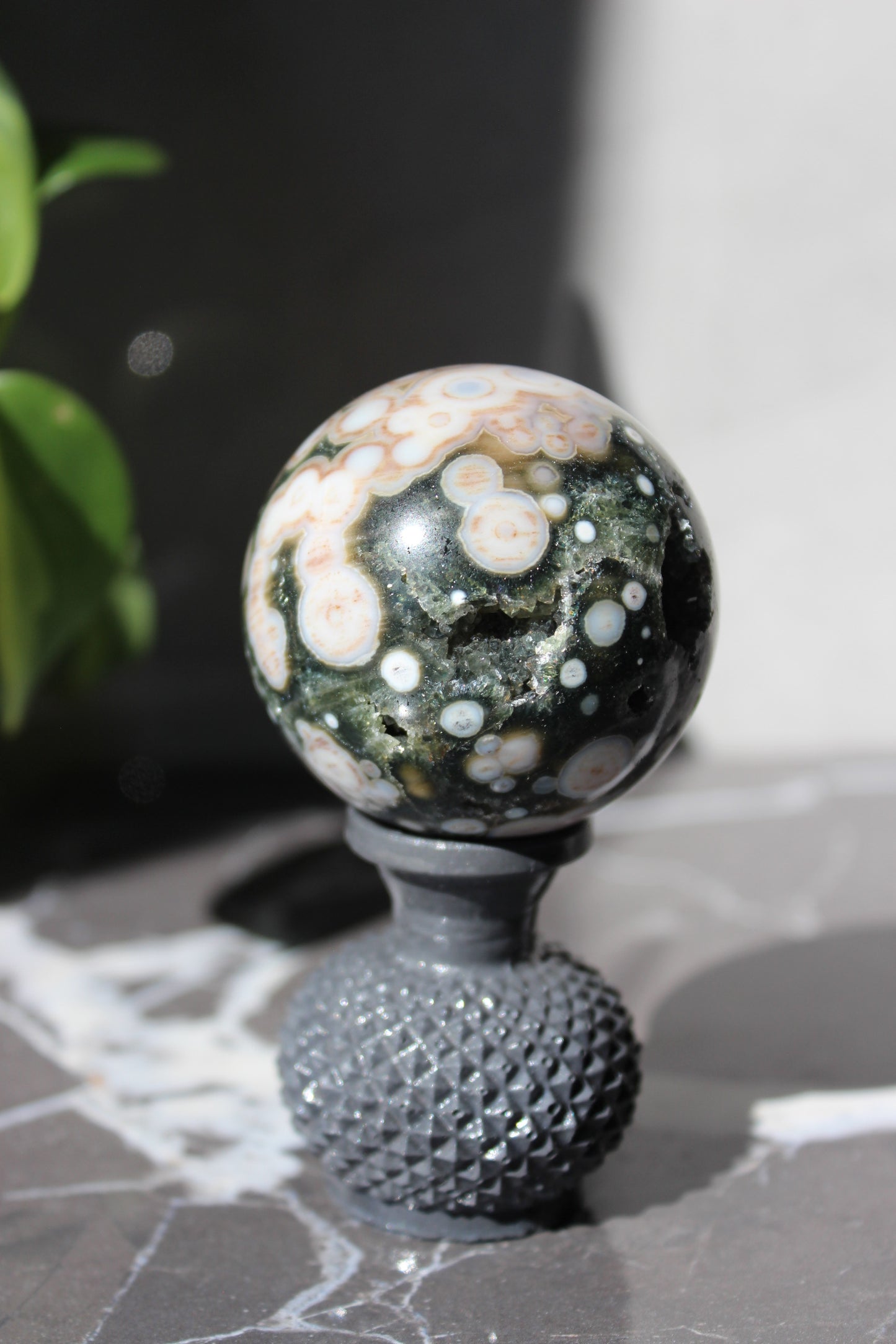 Beautiful High Grade Druzy Ocean Jasper Sphere | Crystal Ball | Tons of Soul Crystals