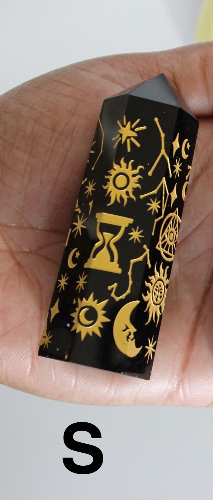 “Ethereal” Etched Black Obsidian Point | Crystal Tower | Tons of Soul