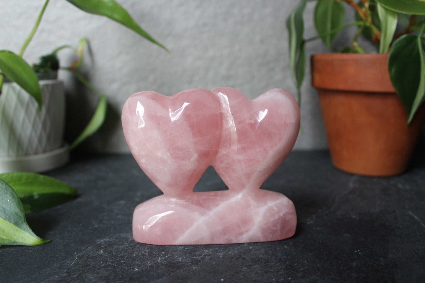 Self Standing Double Heart Rose Quartz | Rose Quartz Hearts | Crystal Heart | Tons of Soul