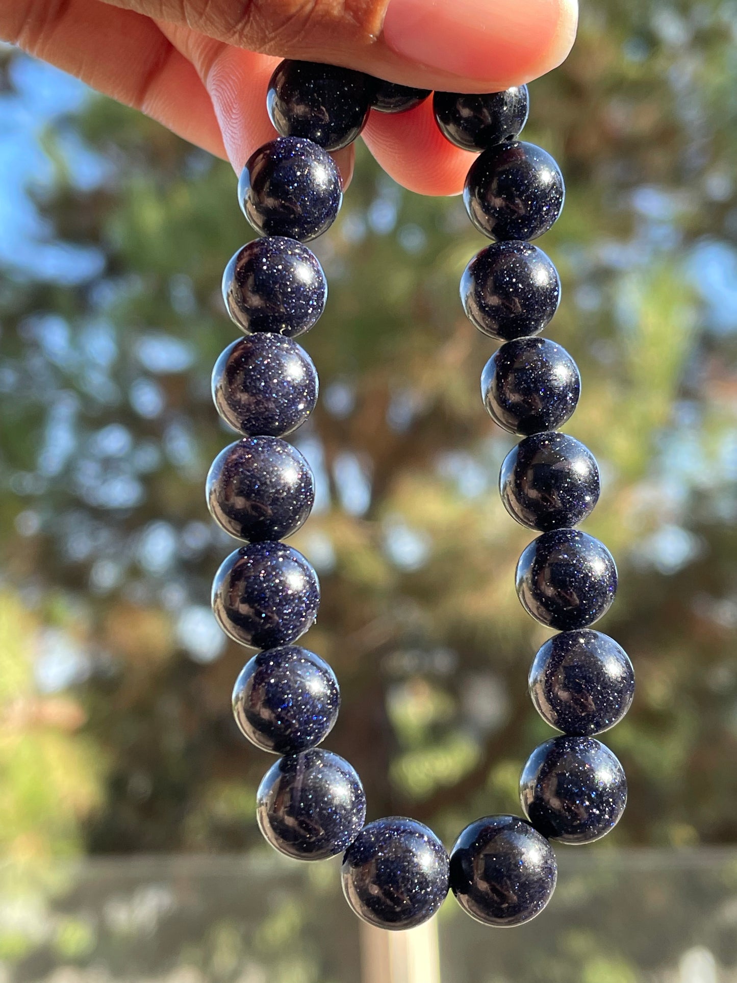 Blue Goldstone Bracelet 10mm | Crystal Bracelet | Tons of Soul