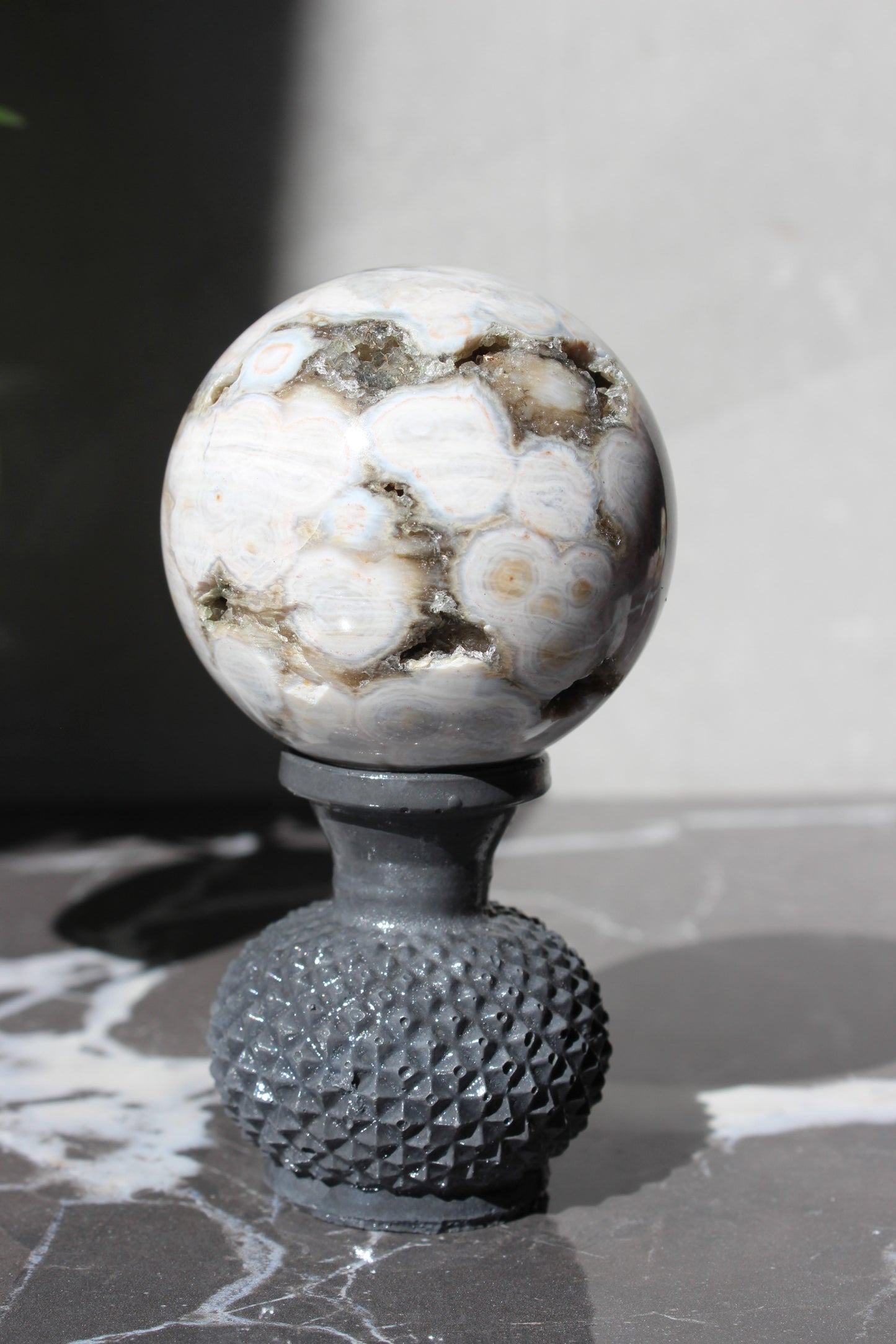 Beautiful High Grade Druzy Ocean Jasper Sphere | Crystal Ball | Tons of Soul Crystals