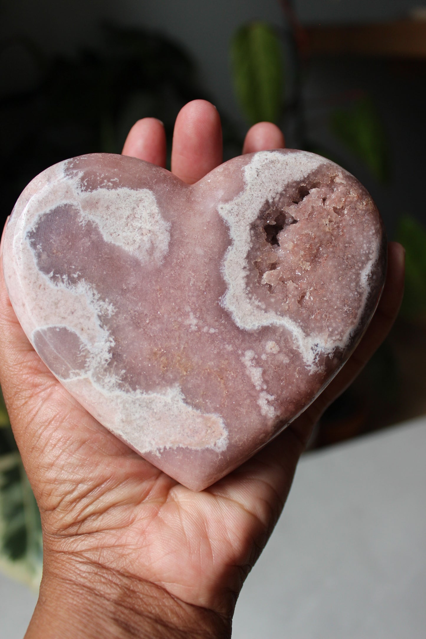Druzy Pink Amethyst Heart with Metal Stand - Polished - Brazil | Crystal Heart | Tons of Soul Crystals