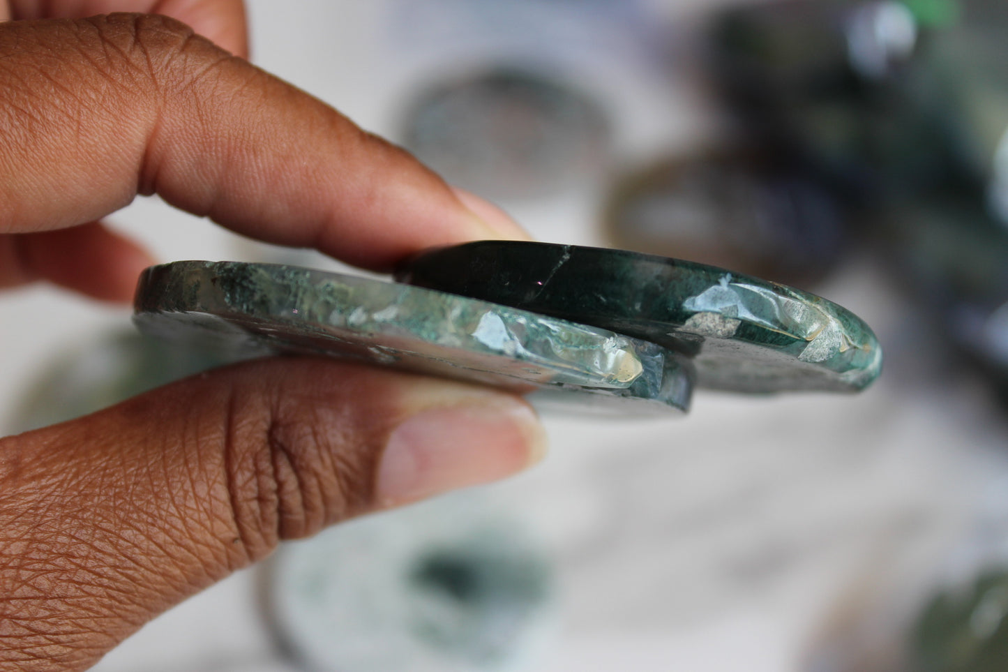 Moss Agate Disc | Flat Round Crystal | Moss Agate Coin | Tons of Soul