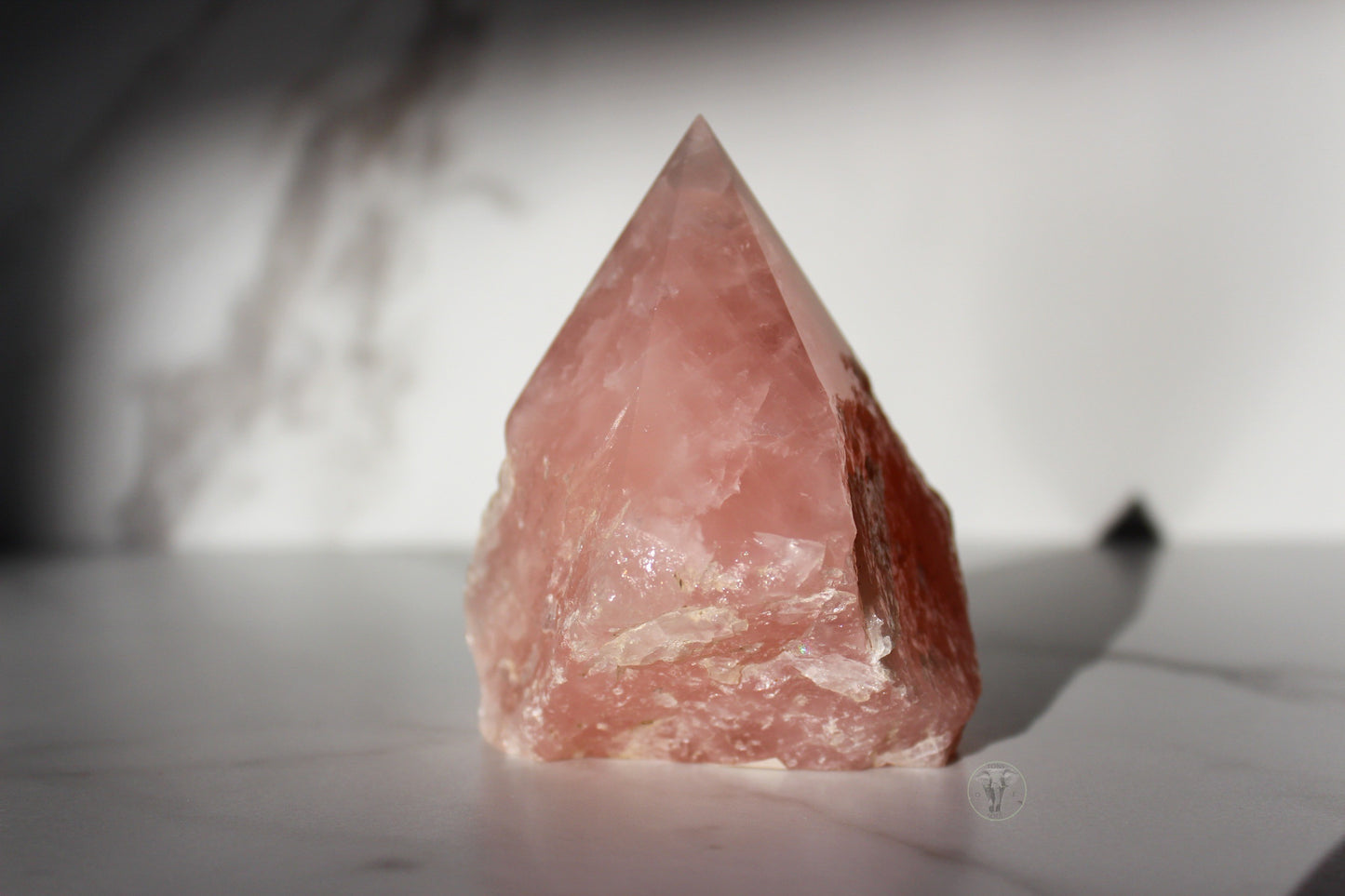 Rose Quartz Polished Top, Raw Sides Point (#1)
