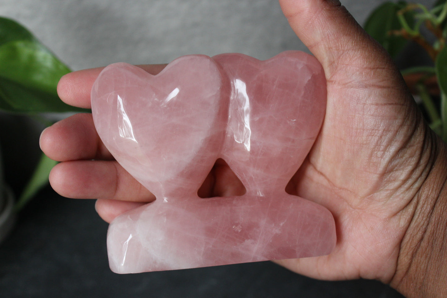 Self Standing Double Heart Rose Quartz | Rose Quartz Hearts | Crystal Heart | Tons of Soul