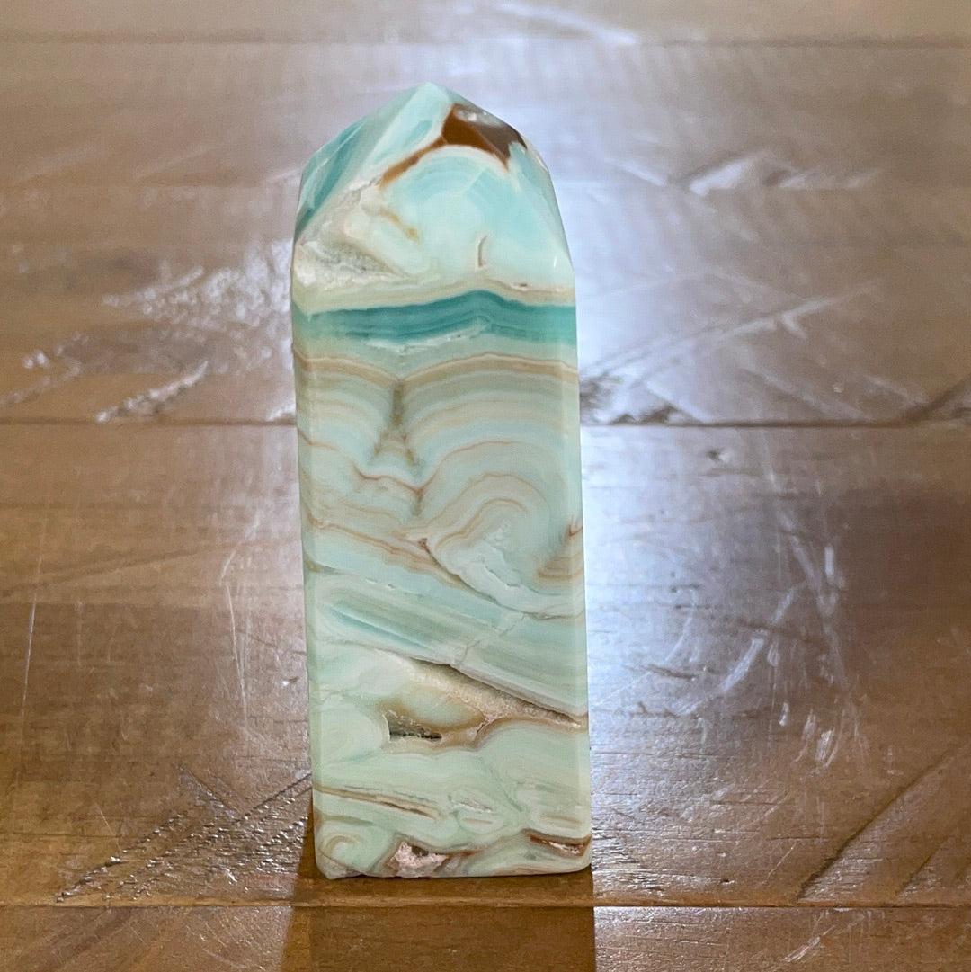 Blue Aragonite / Caribbean Calcite Obelisk (1)