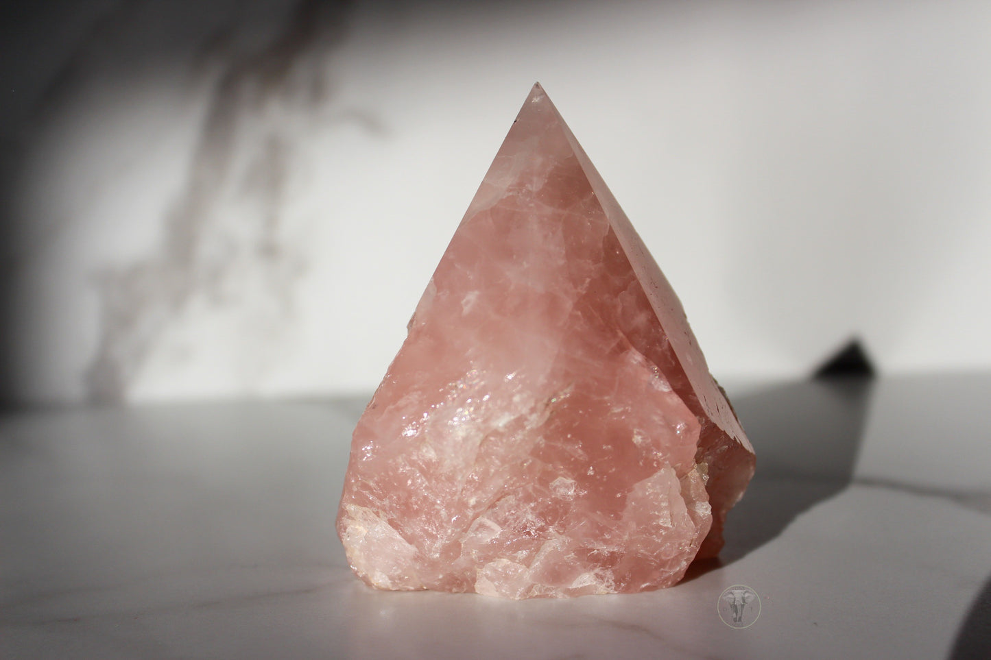 Rose Quartz Polished Top, Raw Sides Point (#1)