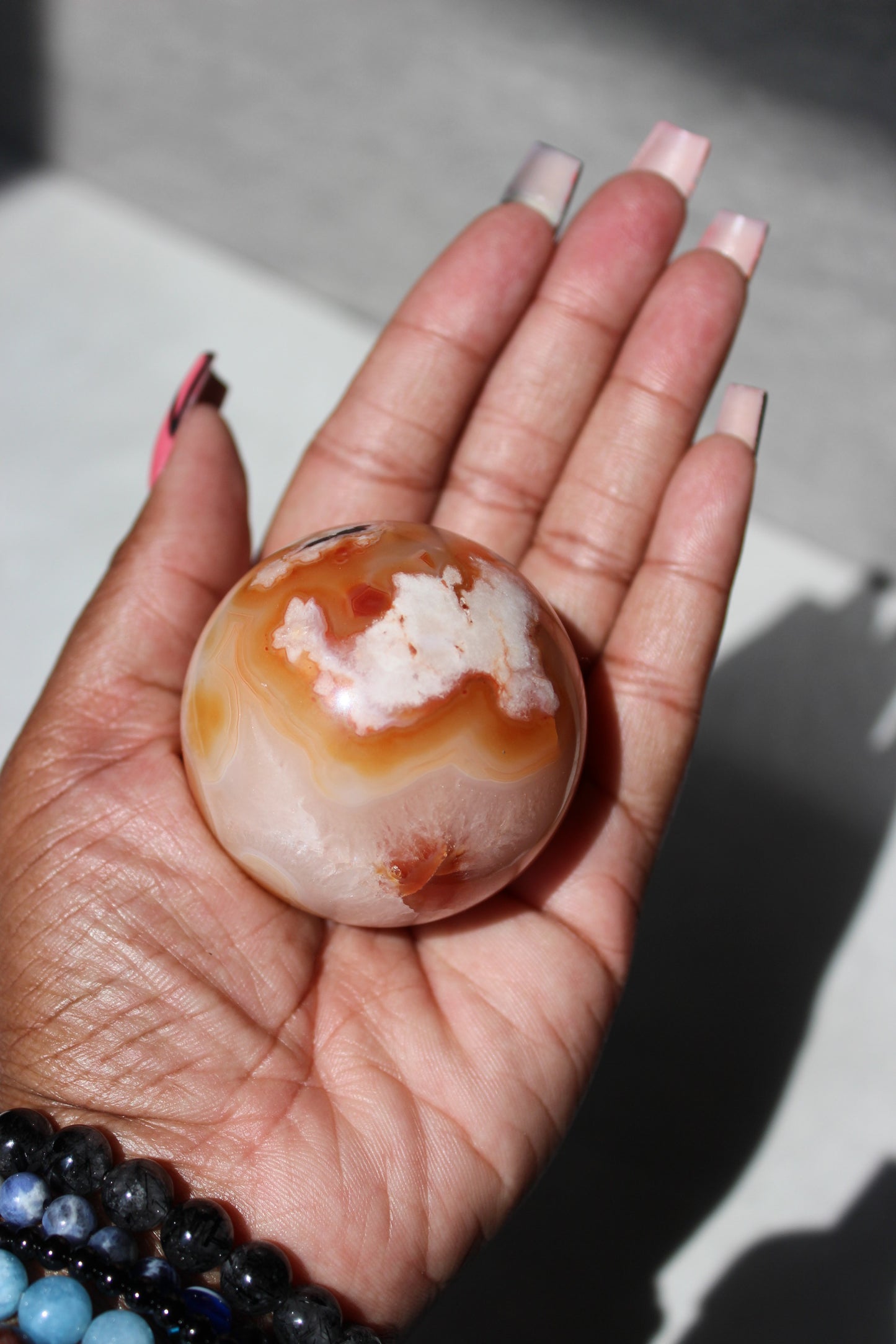 Carnelian Flower Agate Sphere | Crystal Sphere | Tons of Soul