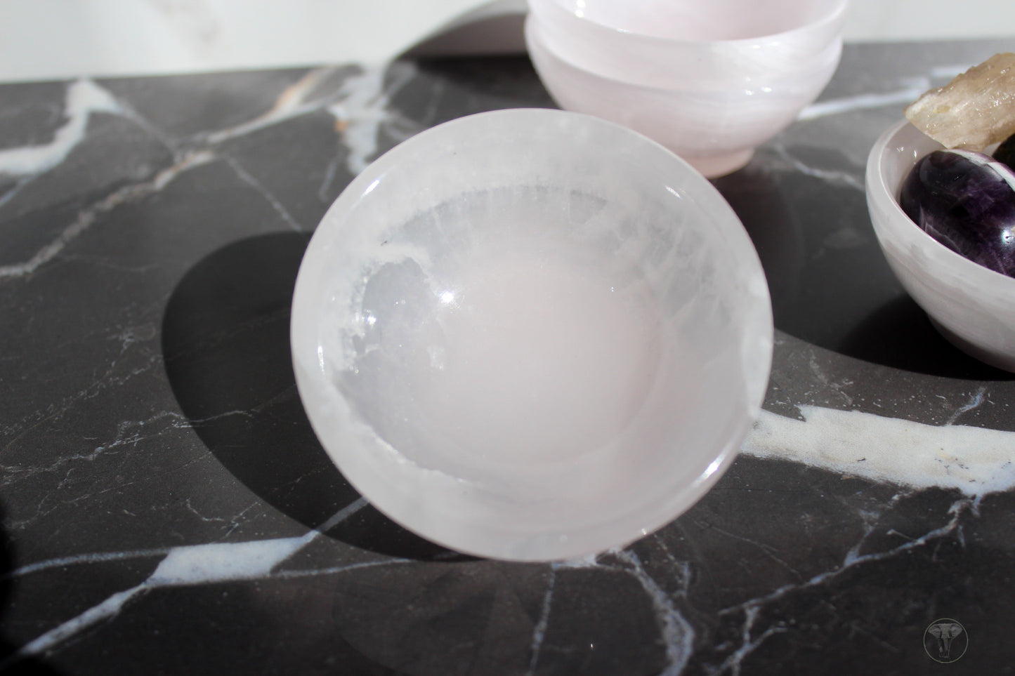 Pink Mangano Calcite Trinket Bowl | UV Reactive Pink Mangano Calcite Dish | Tons of Soul