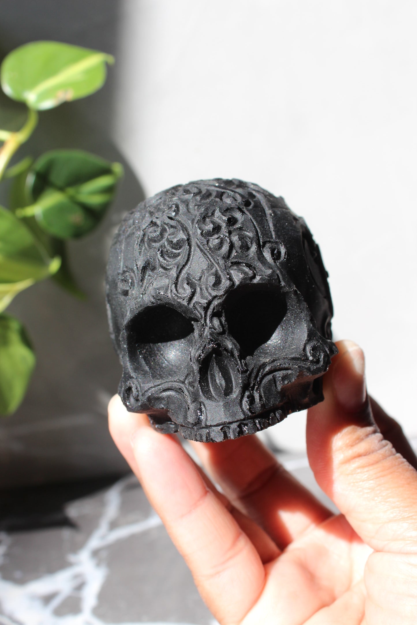Matte Black Obsidian Sugar Skull | Crystal Skull | Tons of Soul