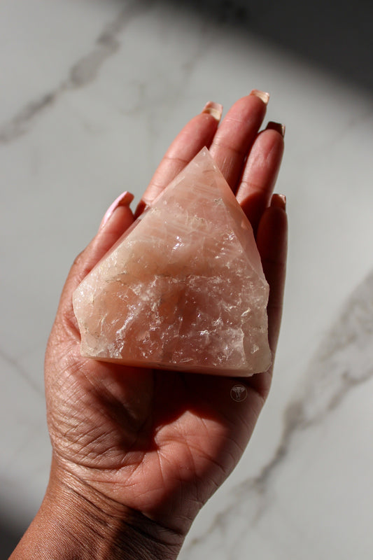 Rose Quartz Polished Top, Raw Sides Point (#2)