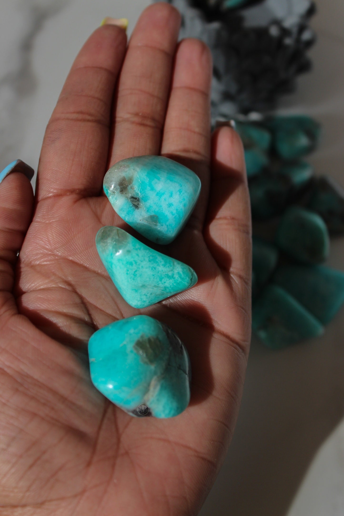 Amazonite with Smokey Quartz Tumble