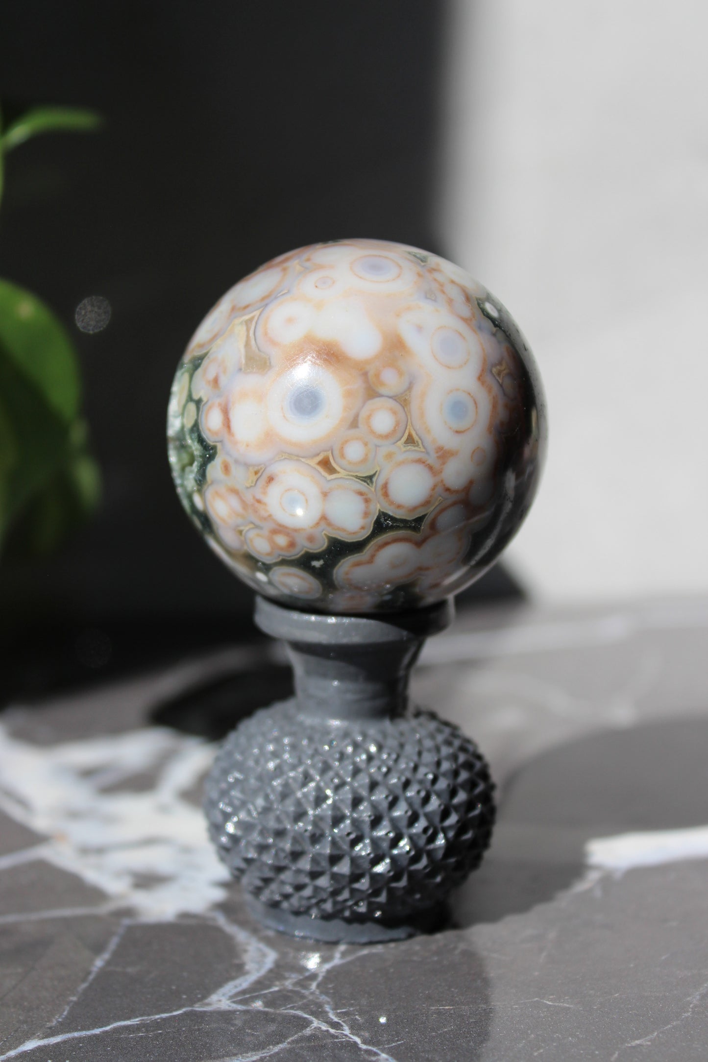 Beautiful High Grade Druzy Ocean Jasper Sphere | Crystal Ball | Tons of Soul Crystals