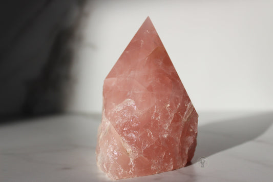 Rose Quartz Polished Top, Raw Sides Point (#3)