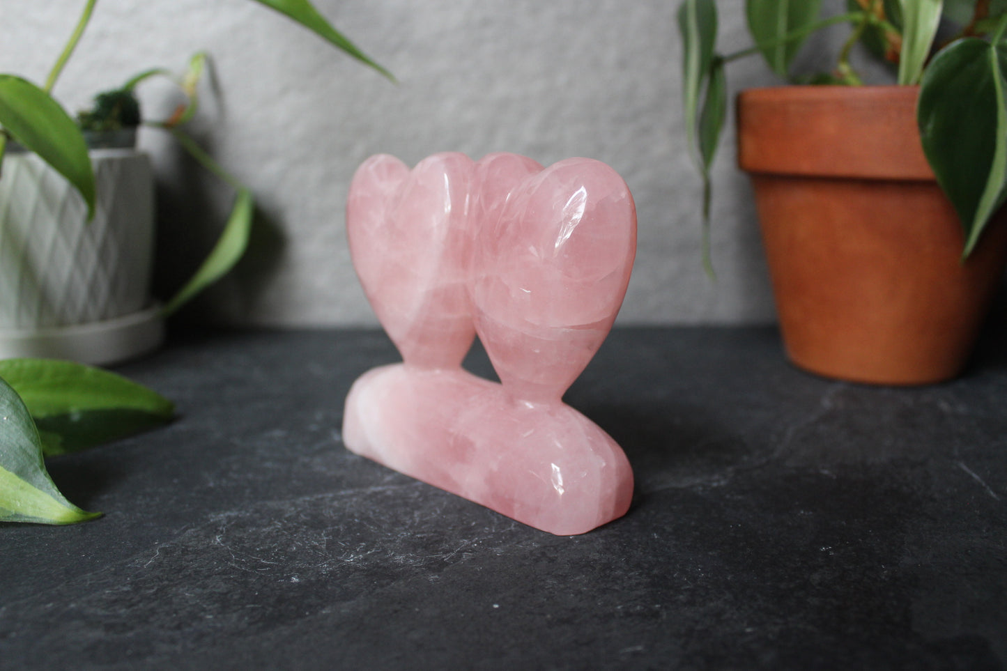 Self Standing Double Heart Rose Quartz | Rose Quartz Hearts | Crystal Heart | Tons of Soul