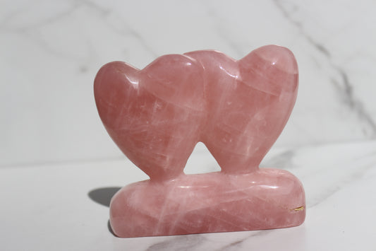 Self Standing Double Heart Rose Quartz | Rose Quartz