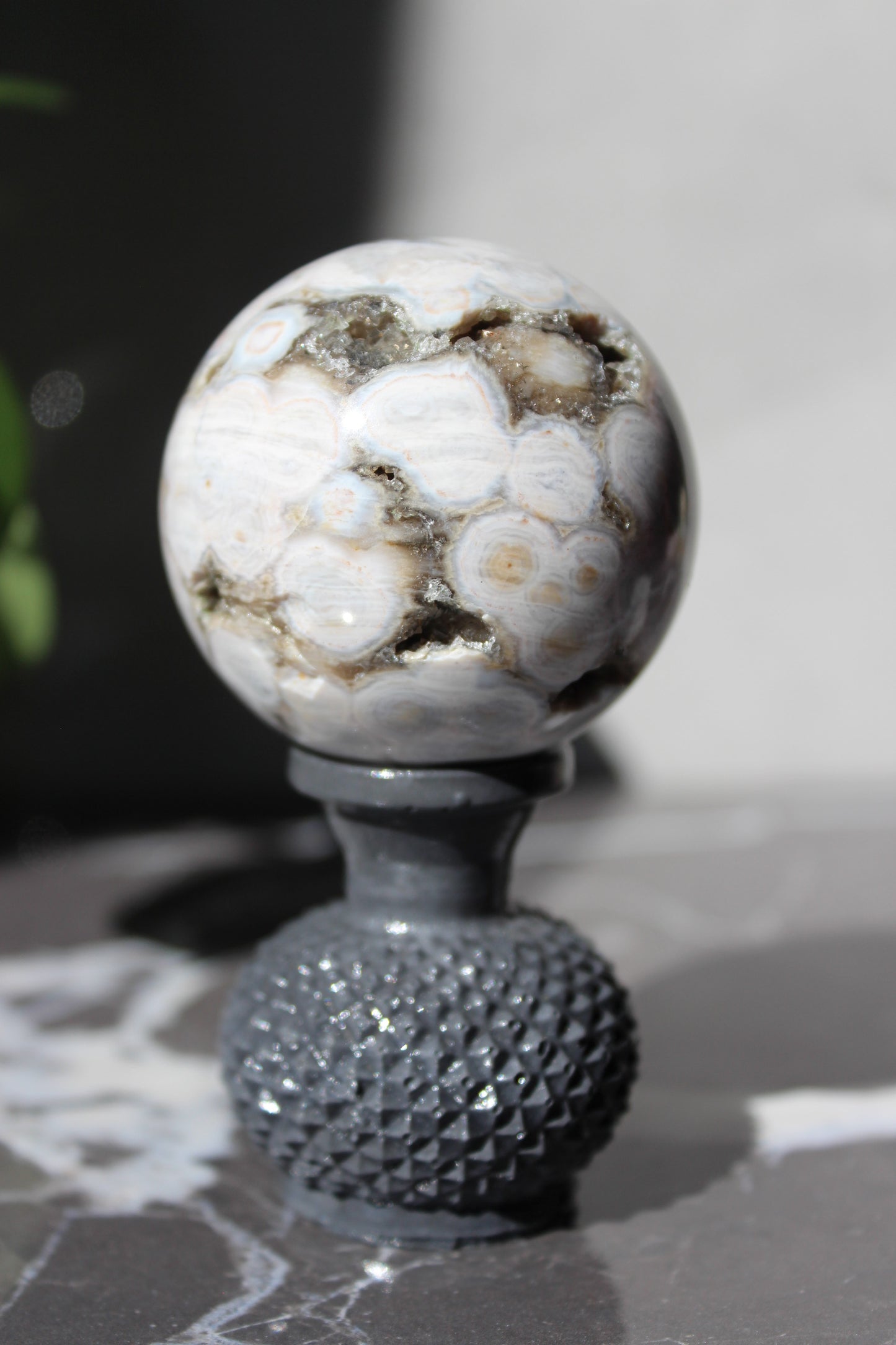 Beautiful High Grade Druzy Ocean Jasper Sphere | Crystal Ball | Tons of Soul Crystals