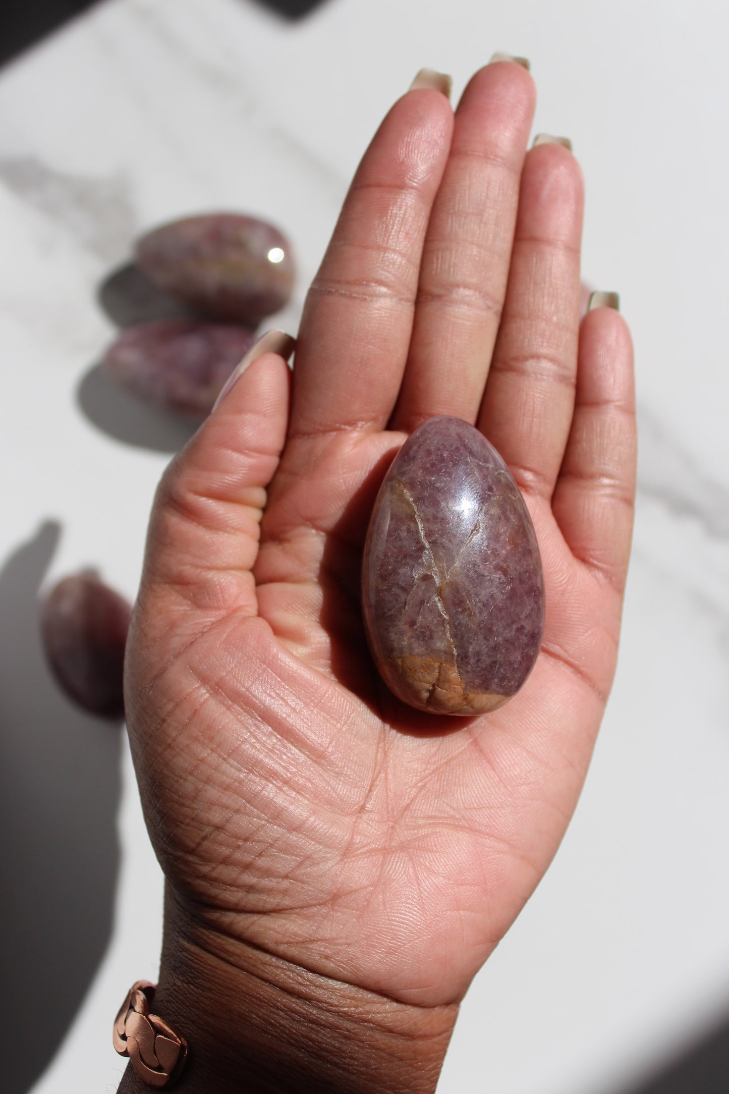 Lavender Rose Quartz Tear Drop Palmstones | Tons of Soul