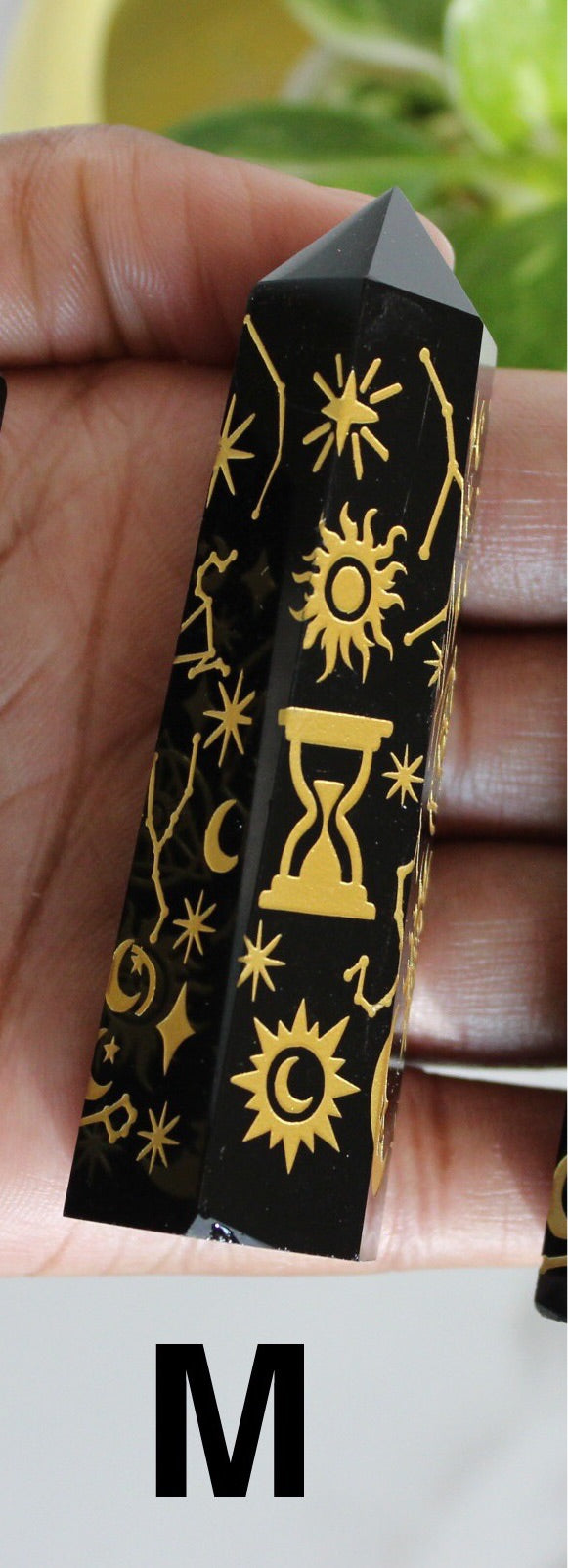 “Ethereal” Etched Black Obsidian Point | Crystal Tower | Tons of Soul