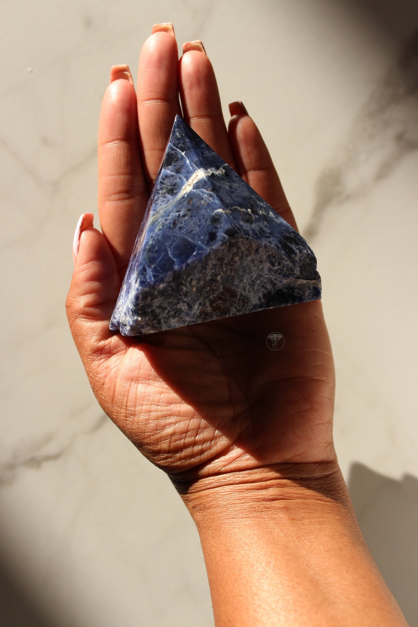 Sodalite Polished Top, Raw Sides Point (1)