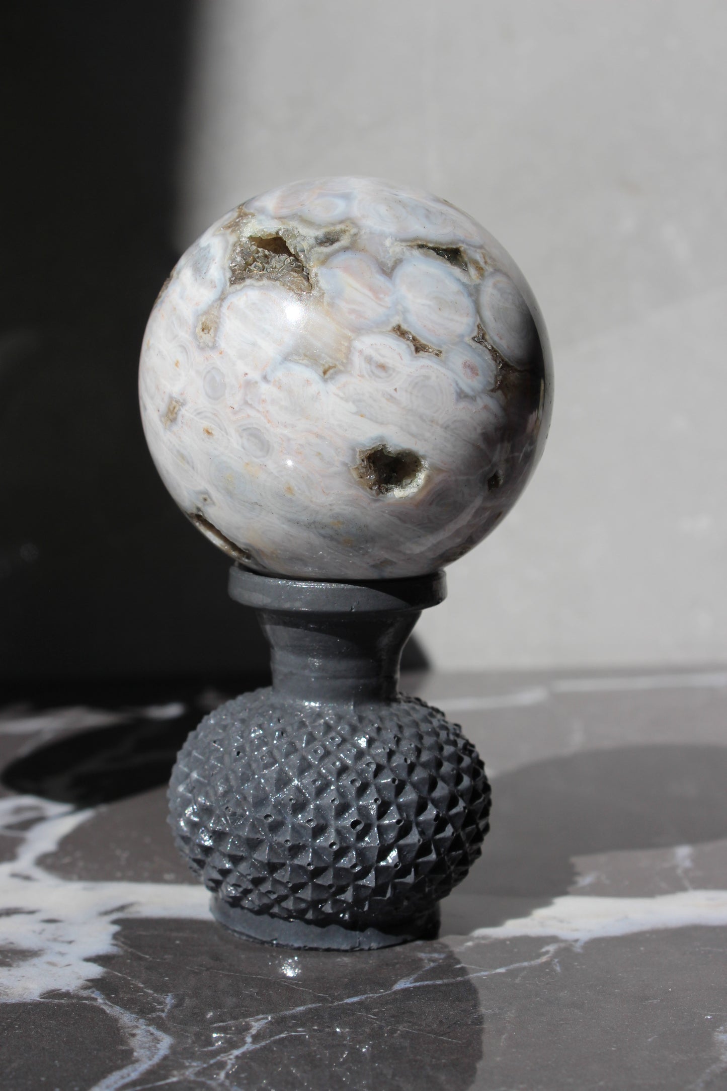 Beautiful High Grade Druzy Ocean Jasper Sphere | Crystal Ball | Tons of Soul Crystals
