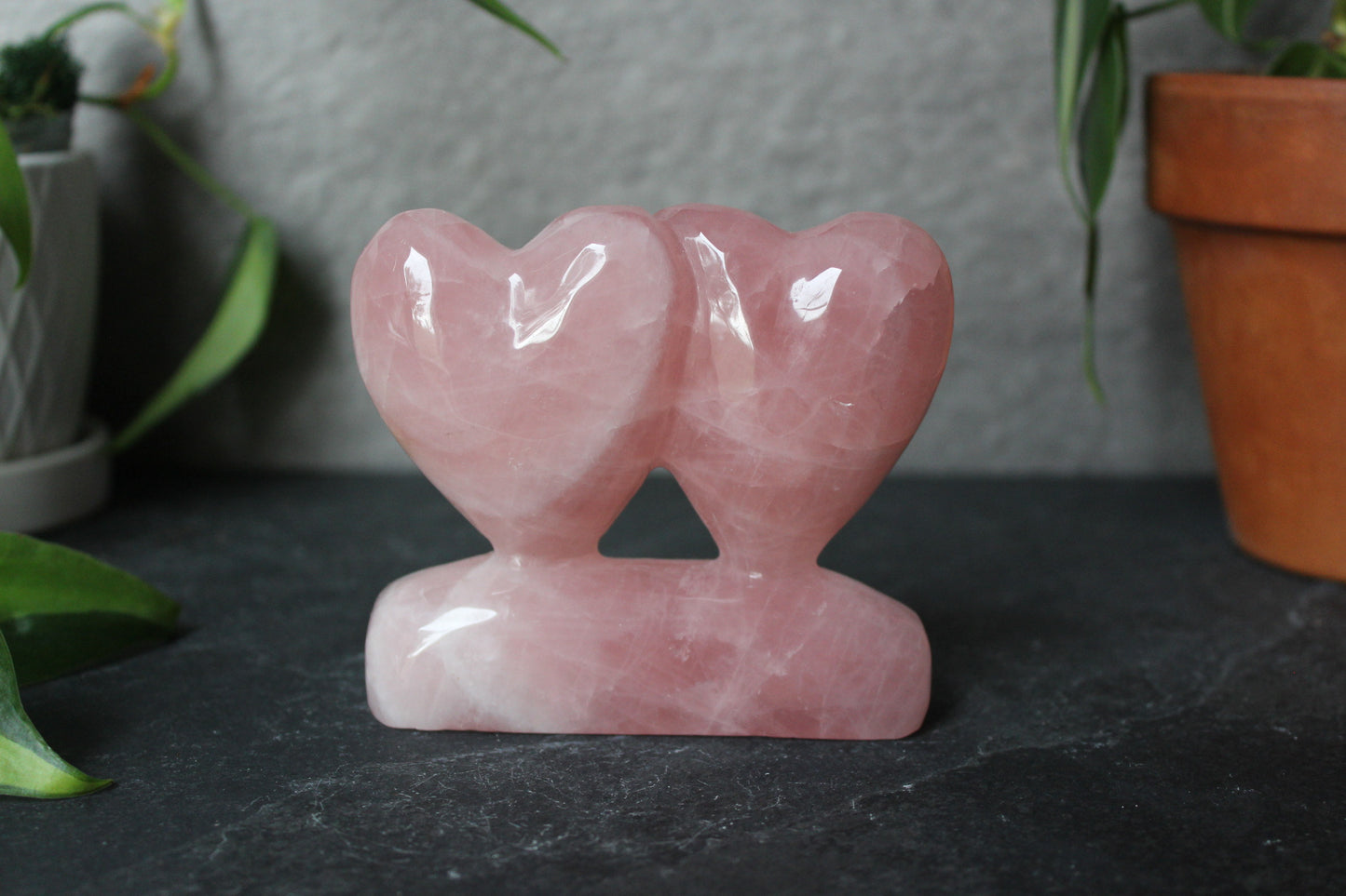 Self Standing Double Heart Rose Quartz | Rose Quartz Hearts | Crystal Heart | Tons of Soul
