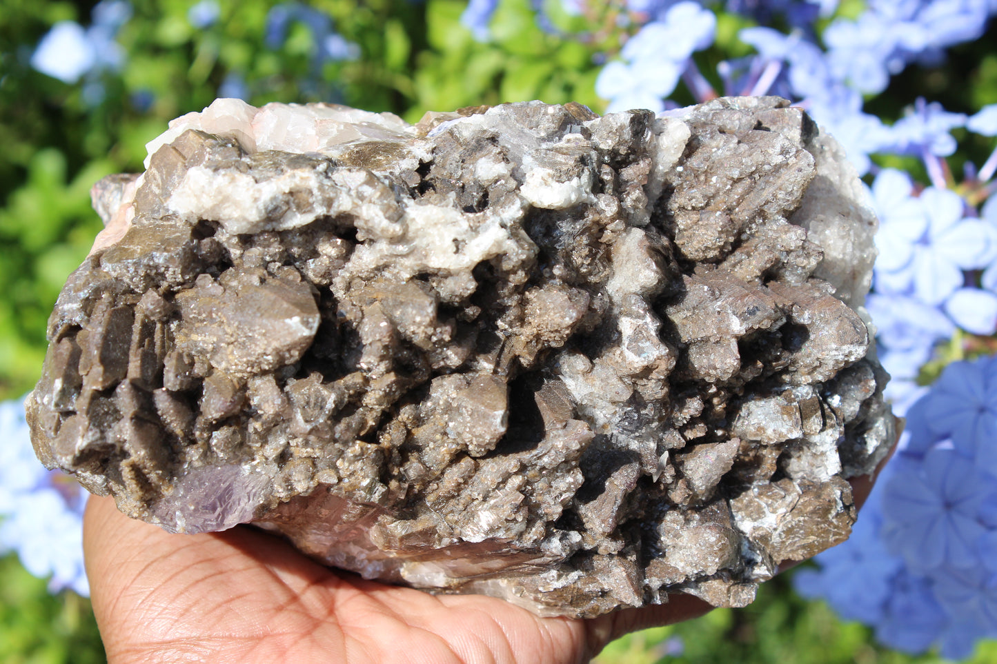 Dogtooth Calcite with Purple Fluorite Specimen