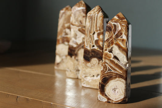 Chocolate Calcite Obelisk Tower | Brown Aragonite Obelisk - Tons of Soul