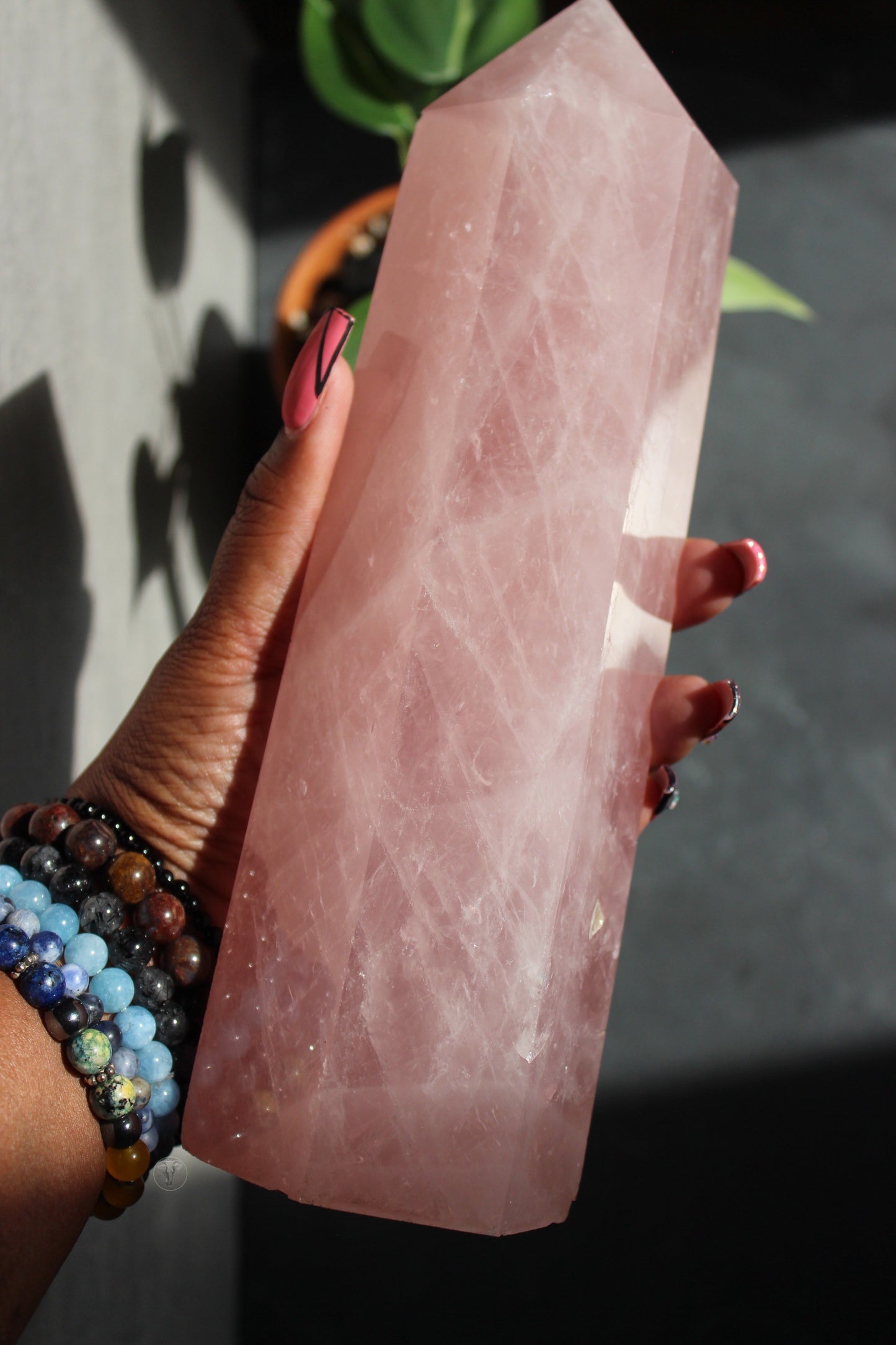 Large Rose Quartz Tower | Rose Quartz Point | Tons of Soul