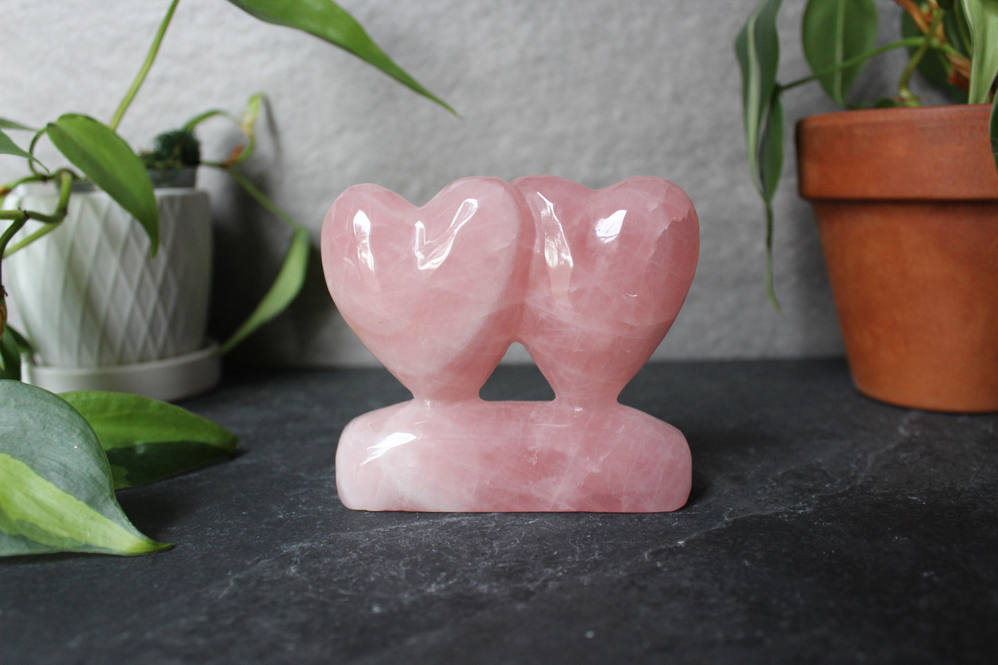 Self Standing Double Heart Rose Quartz | Rose Quartz Hearts | Crystal Heart | Tons of Soul