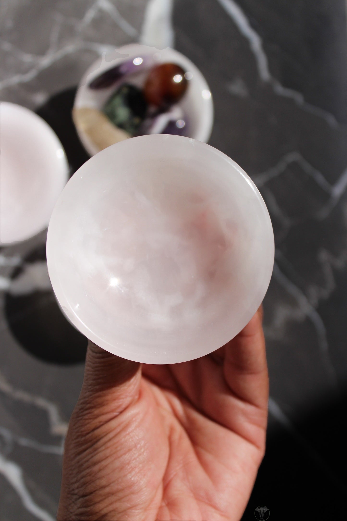 Pink Mangano Calcite Trinket Bowl | UV Reactive Pink Mangano Calcite Dish | Tons of Soul