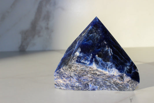 Sodalite Polished Top, Raw Sides Point (#2)