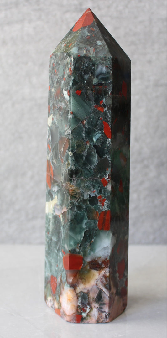 Large African Bloodstone Tower | African Bloodstone Point Tons of Soul